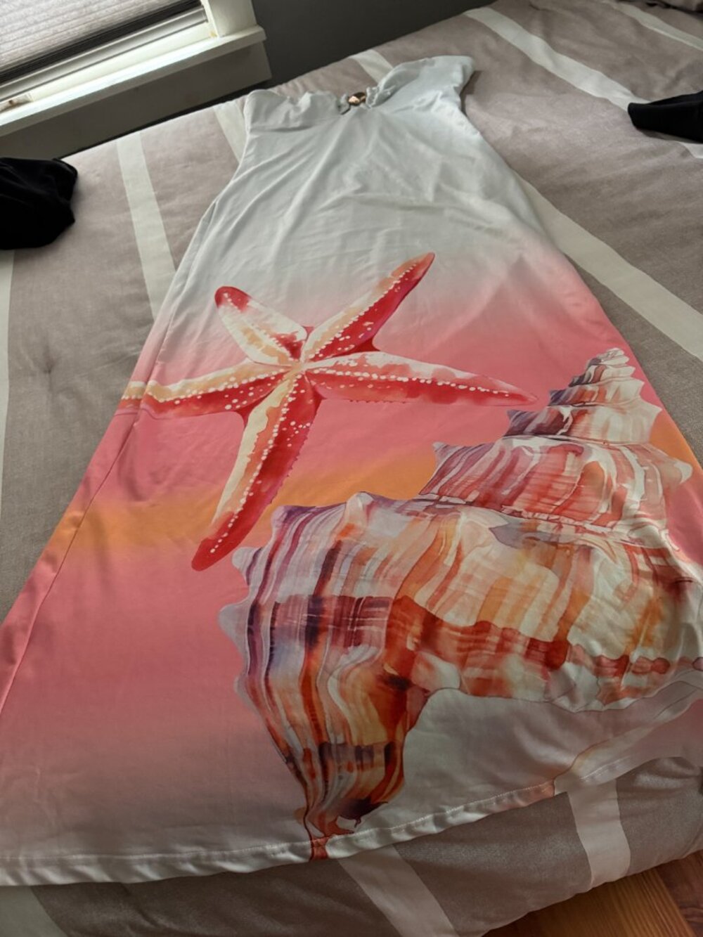 Like New Shein White Strapless Seashell Maxi Dress Sz L - Picture 3 of 7